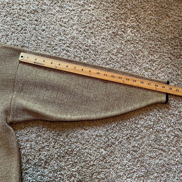 Vintage Sweater Womens Size Medium M Gold Metallic Knit Party Cocktail Mock Neck - Picture 11 of 12